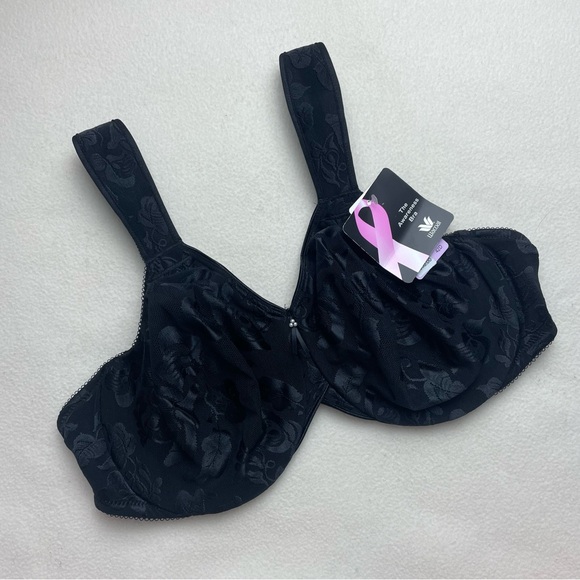 NWT New Wacoal Black Floral Mesh Overlay Awareness Underwire Bra - Picture 4 of 6